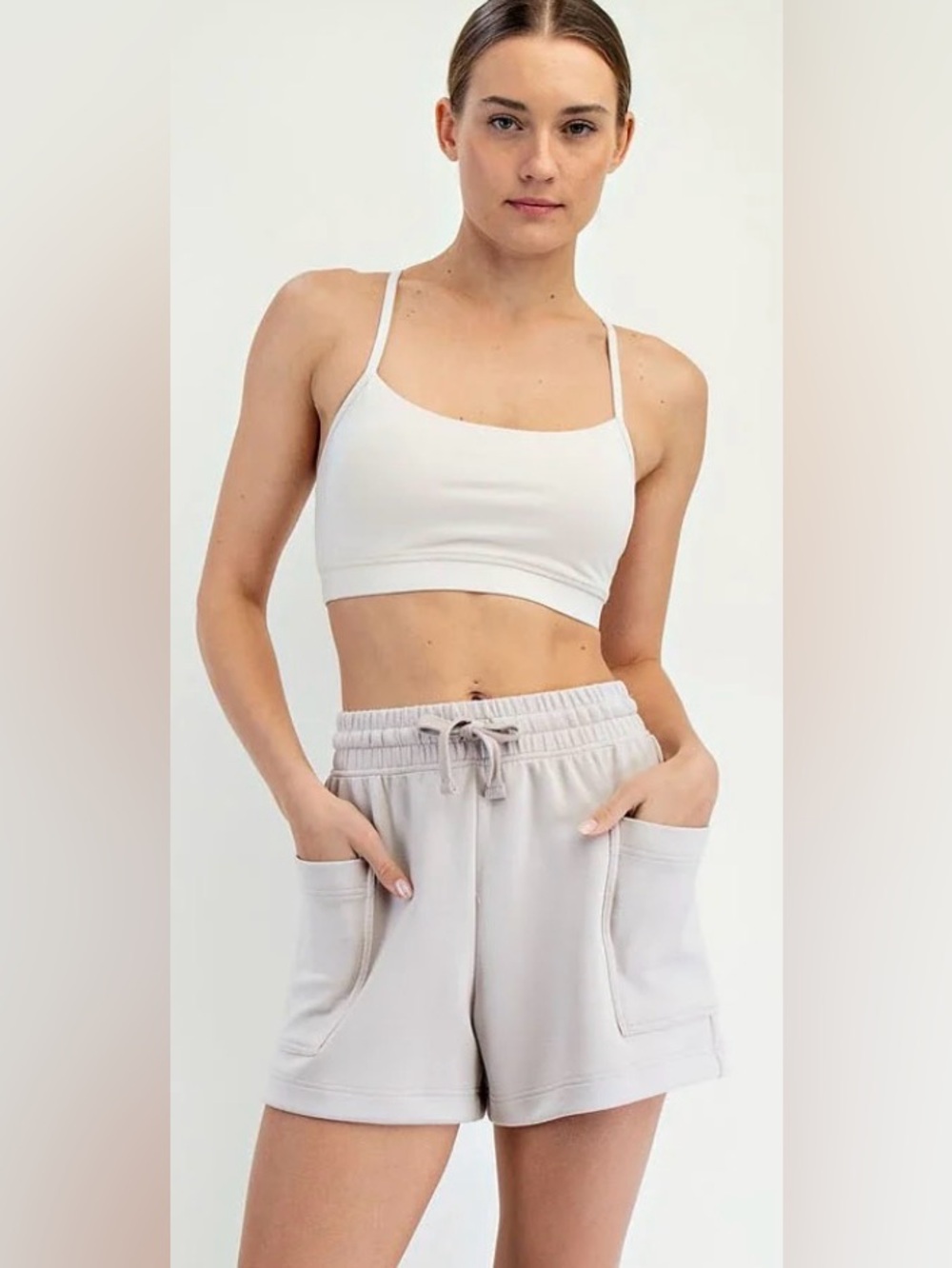 Rae Mode Relaxed Drawstring Shorts in Mocha Cream